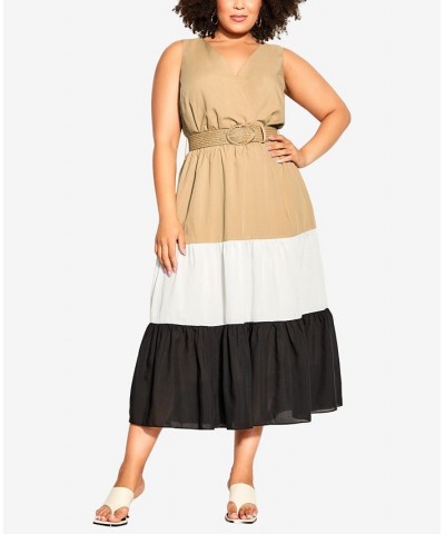 Plus Size Trendy Cynthia V-neck Dress Natural $66.78 Dresses