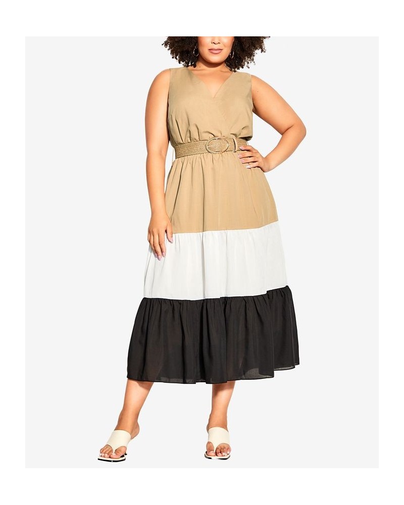 Plus Size Trendy Cynthia V-neck Dress Natural $66.78 Dresses