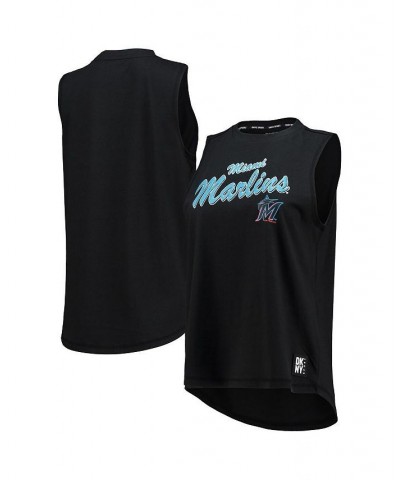 Women's Black Miami Marlins Marcie Tank Top Black $27.50 Tops