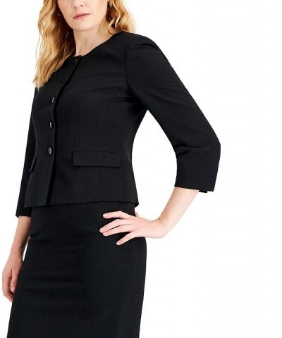 Women's Snap Front Skirt Suit Regular and Petite Sizes Black $63.00 Skirts