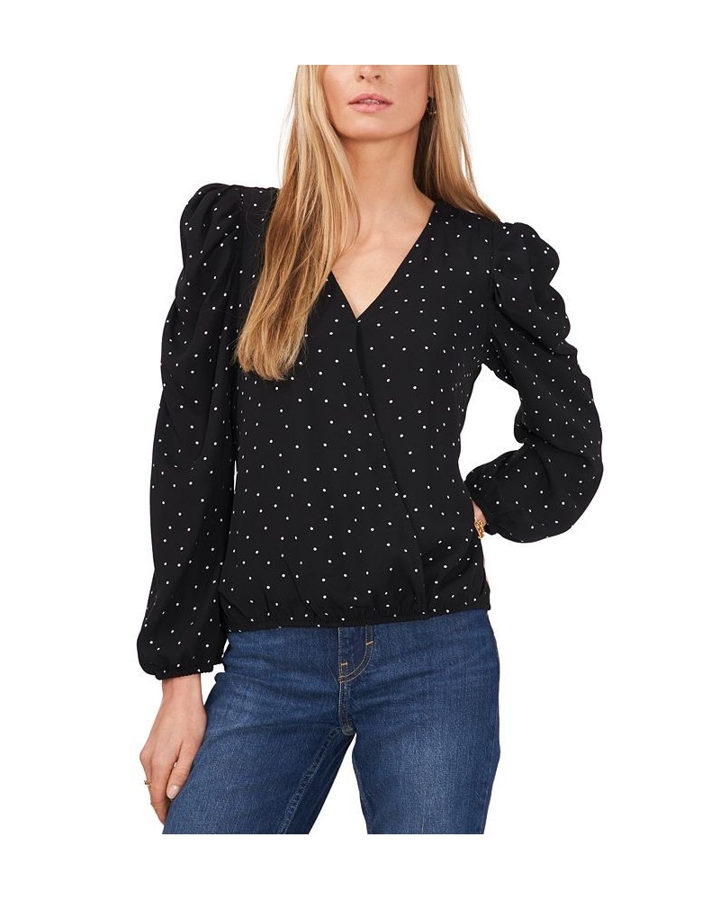 Women's Surplice Puff-Sleeve Top Blue Floral $17.78 Tops