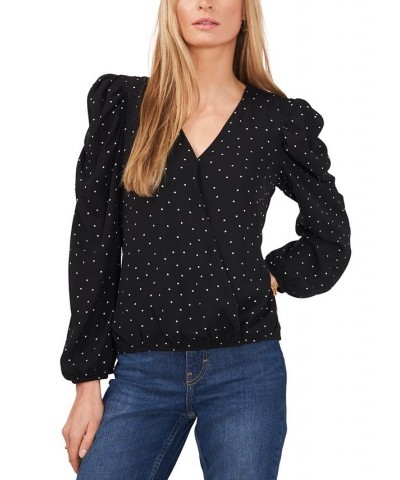 Women's Surplice Puff-Sleeve Top Blue Floral $17.78 Tops