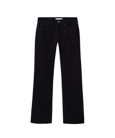 Women's Corduroy Straight Medium Waist Jeans Black $41.80 Jeans