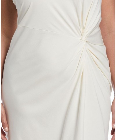 Plus Size Ponte Knit Twist Front Sleeveless Midi Dress Whisper White $54.74 Dresses