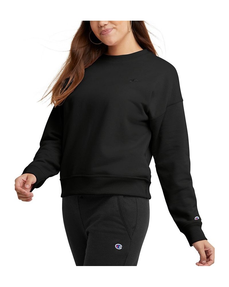 Women's Powerblend Fleece Crewneck Sweatshirt & Sweatpant Joggers Black $16.28 Outfits