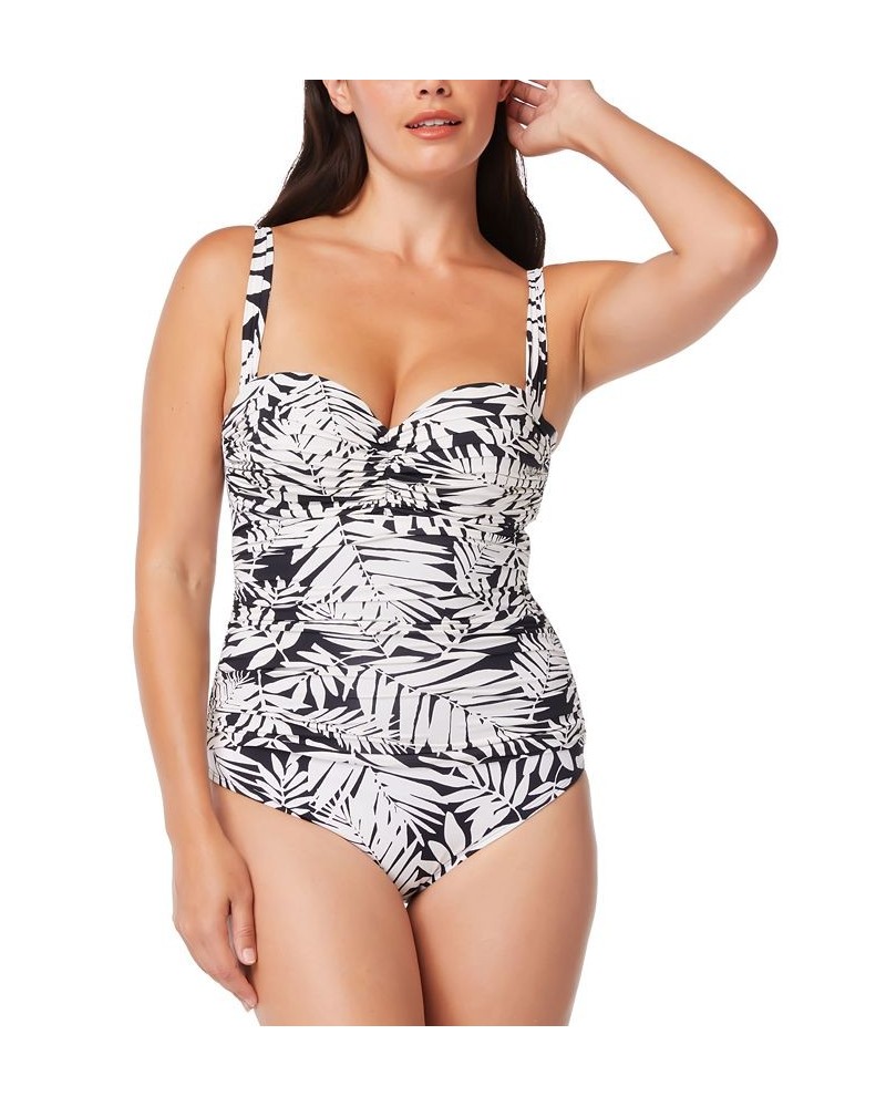 Shirred Bandeau One-Piece Swimsuit Black $45.87 Swimsuits