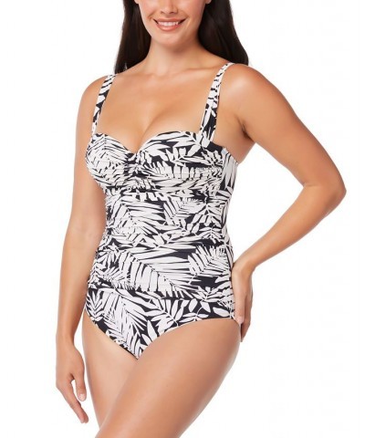 Shirred Bandeau One-Piece Swimsuit Black $45.87 Swimsuits