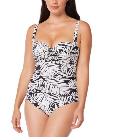 Shirred Bandeau One-Piece Swimsuit Black $45.87 Swimsuits