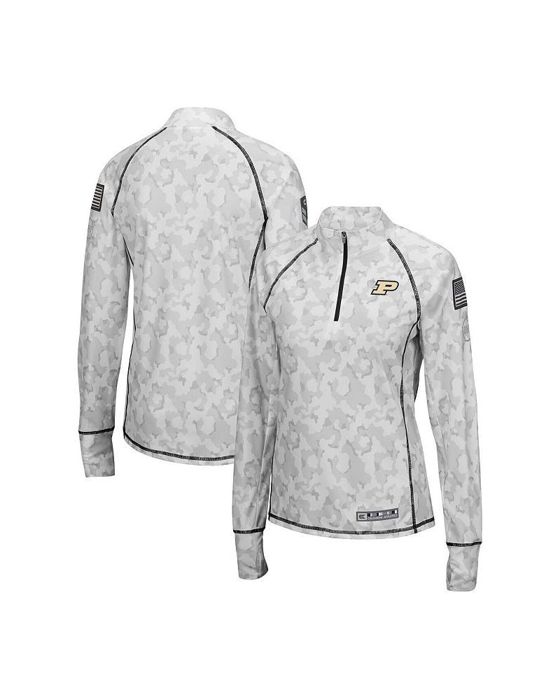 Women's White Purdue Boilermakers OHT Military-inspired Appreciation Officer Arctic Camo 1/4-zip Jacket White $26.40 Jackets
