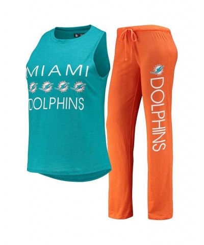 Women's Orange Aqua Miami Dolphins Muscle Tank Top and Pants Sleep Set Orange, Aqua $38.49 Pajama