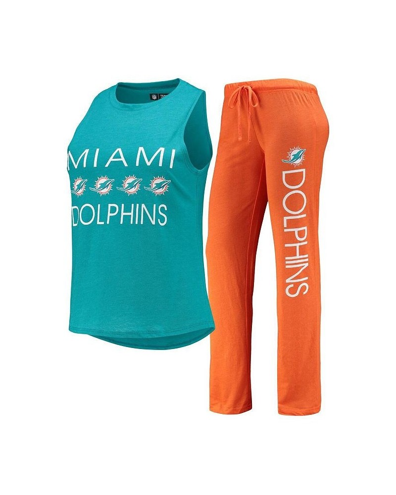 Women's Orange Aqua Miami Dolphins Muscle Tank Top and Pants Sleep Set Orange, Aqua $38.49 Pajama