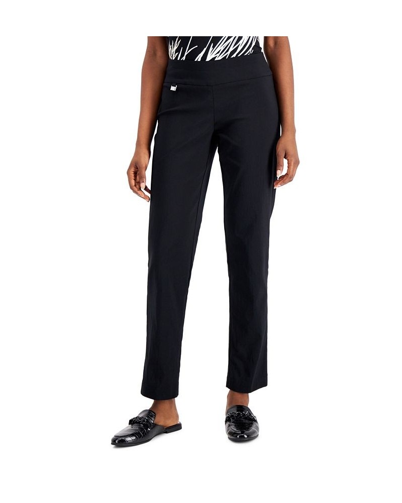 Petite Tummy-Control Straight-Leg Pants Black $18.42 Pants