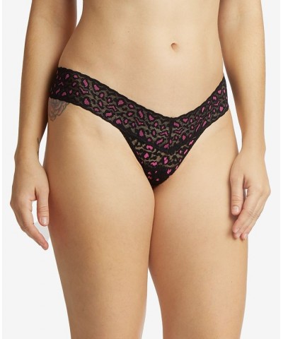 Women's Leopard Low Rise Thong Panty 7J1051 Black, Tulip Pink $10.74 Panty