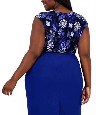 Plus Size Sleeveless Twisted-Neck Floral Top Blue $41.08 Tops