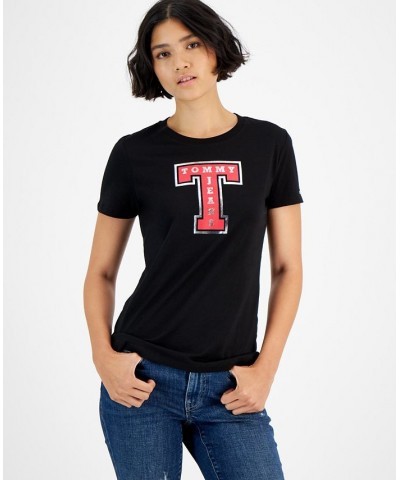 Women's Short-Sleeve Foiled Logo T-Shirt Black $15.34 Tops