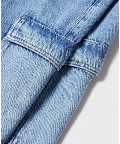 Women's Pocket Cargo Jeans Medium Blue $30.10 Jeans