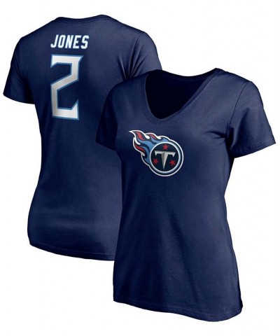 Women's Julio Jones Navy Tennessee Titans Player Icon Name Number V-Neck T-shirt Navy $16.28 Tops
