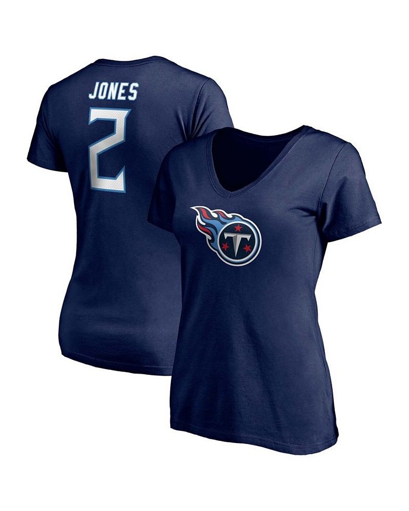 Women's Julio Jones Navy Tennessee Titans Player Icon Name Number V-Neck T-shirt Navy $16.28 Tops