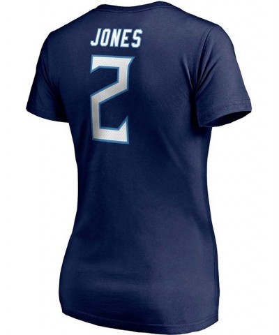 Women's Julio Jones Navy Tennessee Titans Player Icon Name Number V-Neck T-shirt Navy $16.28 Tops