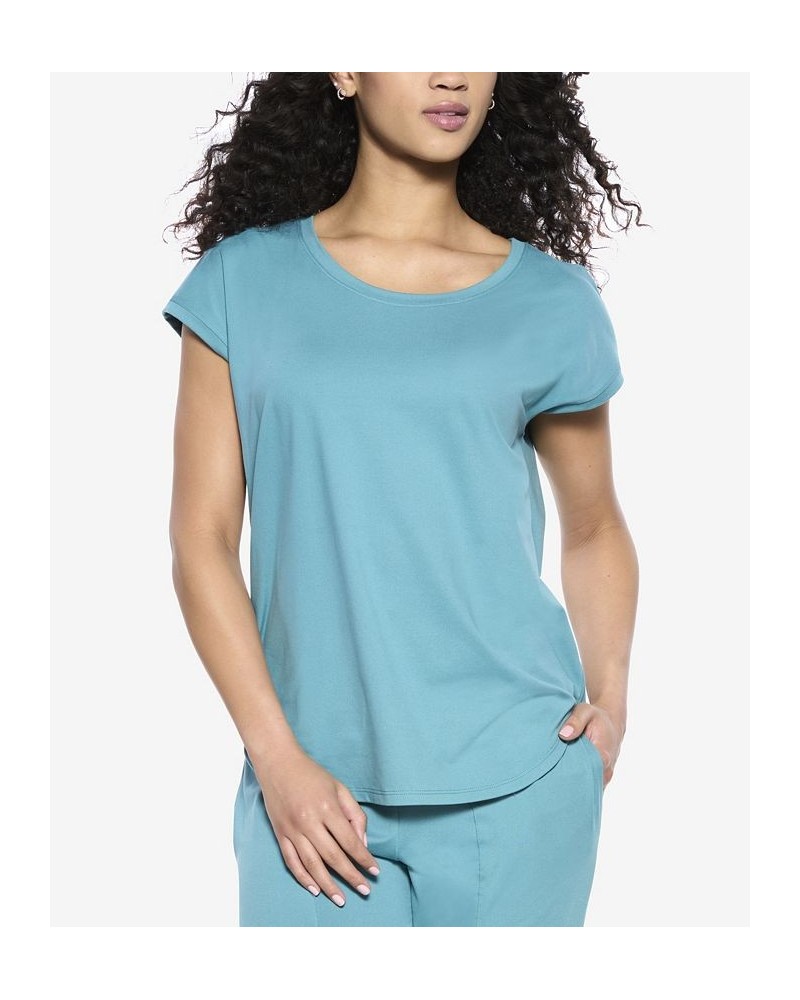 Women's Textured Slub Knit Muscle Tee Teal $27.36 Sleepwear