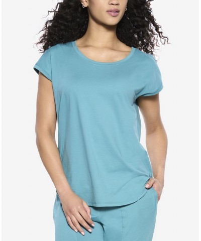 Women's Textured Slub Knit Muscle Tee Teal $27.36 Sleepwear