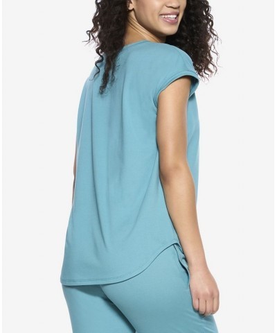 Women's Textured Slub Knit Muscle Tee Teal $27.36 Sleepwear