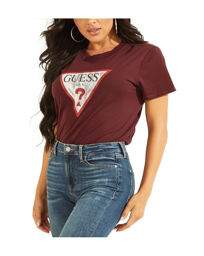 Women's Classic Fit Organic Cotton Logo T-Shirt Red $23.03 Tops