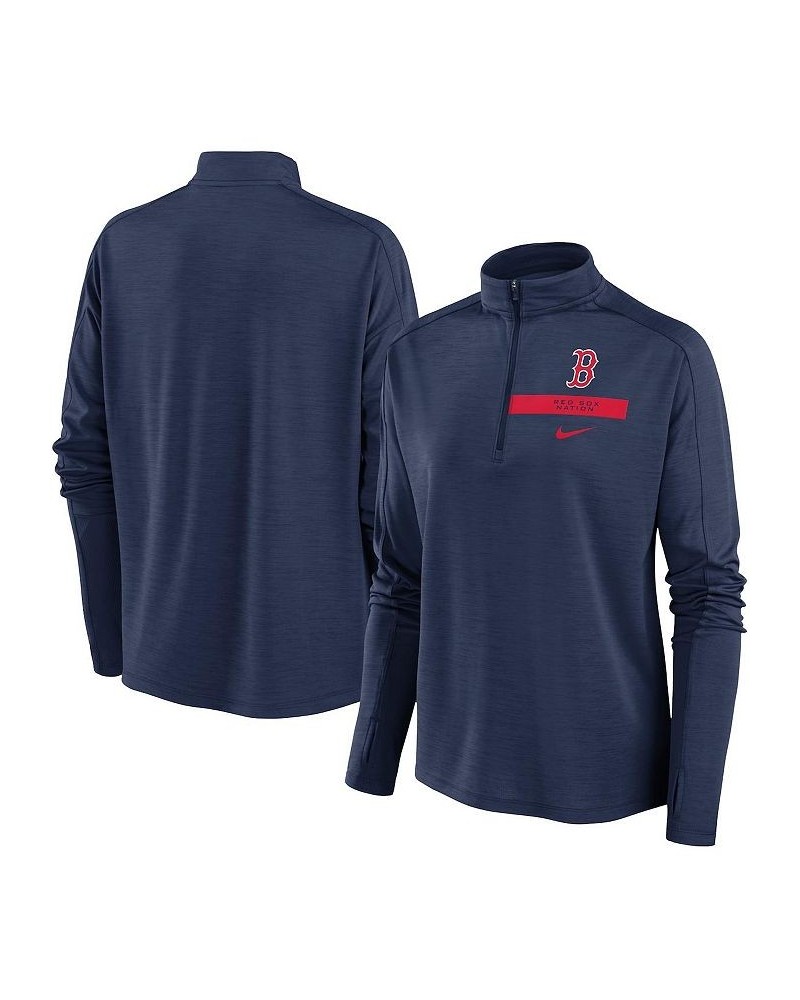 Women's Navy Boston Red Sox Primetime Local Touch Pacer Quarter-Zip Top Navy $39.20 Tops