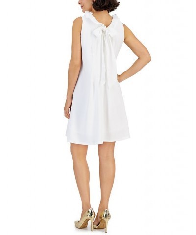 Women's Ruffle-Collar Sleeveless Shift Dress Ivory $40.05 Dresses