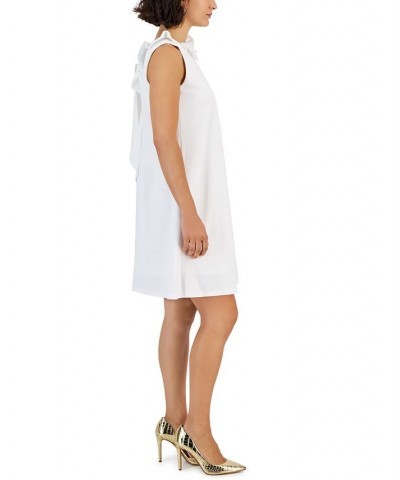 Women's Ruffle-Collar Sleeveless Shift Dress Ivory $40.05 Dresses