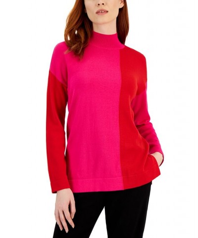 Women's Vertical Colorblocked Pullover Sweater Amaranth/poppy $27.76 Sweaters