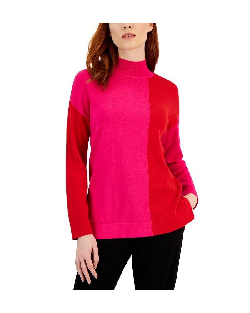 Women's Vertical Colorblocked Pullover Sweater Amaranth/poppy $27.76 Sweaters