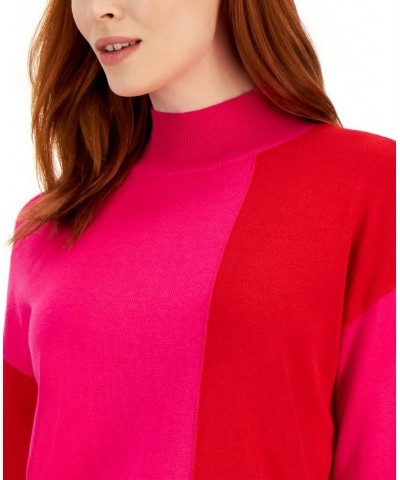 Women's Vertical Colorblocked Pullover Sweater Amaranth/poppy $27.76 Sweaters