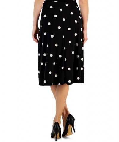 Petite Polka-Dot-Print Pull-On A-Line Skirt Black/Lily White $37.92 Skirts