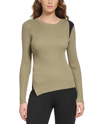 Contrast-Shoulder Sweater Light Fatige/black $24.67 Sweaters