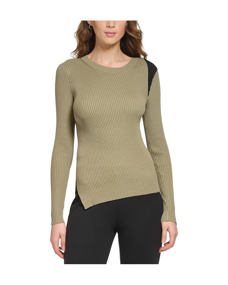 Contrast-Shoulder Sweater Light Fatige/black $24.67 Sweaters