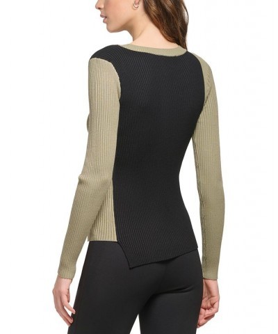 Contrast-Shoulder Sweater Light Fatige/black $24.67 Sweaters