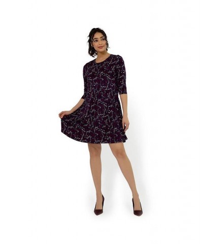 Womens Melanie ¾ Sleeve Dress Butterfly Wing Collage Orchid Haze $58.88 Dresses