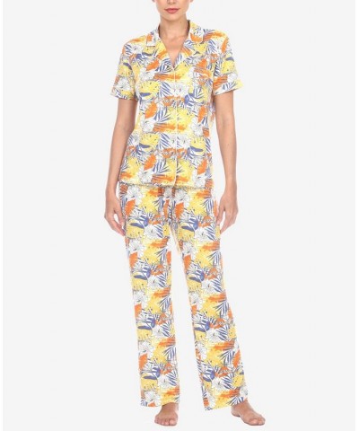 Women's 2 Piece Tropical Print Pajama Set White Tropical $33.00 Sleepwear