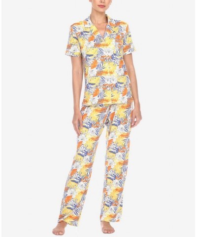 Women's 2 Piece Tropical Print Pajama Set White Tropical $33.00 Sleepwear