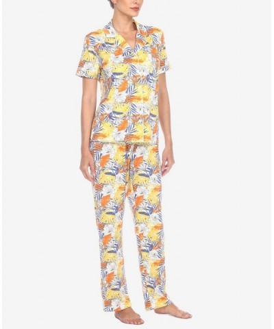 Women's 2 Piece Tropical Print Pajama Set White Tropical $33.00 Sleepwear