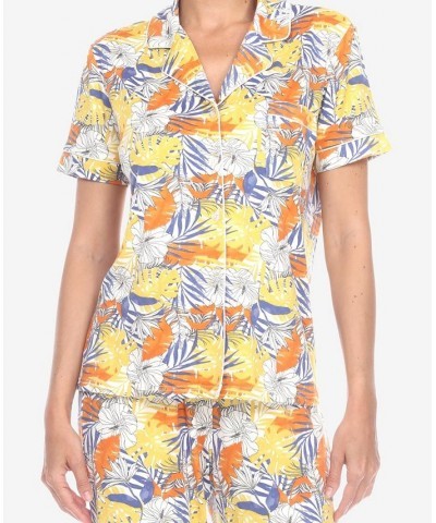 Women's 2 Piece Tropical Print Pajama Set White Tropical $33.00 Sleepwear