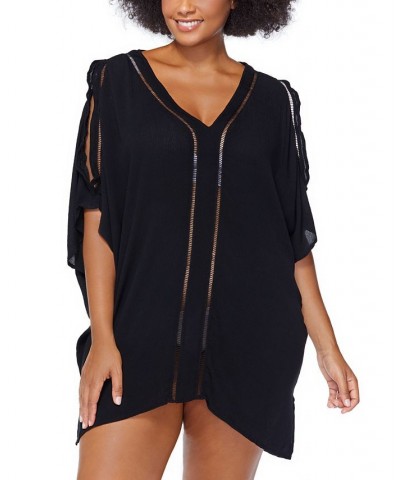 Trendy Plus Size Tranquilo Caftan Swim Cover-Up Black $40.42 Swimsuits