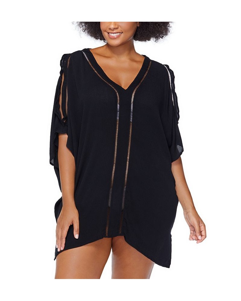 Trendy Plus Size Tranquilo Caftan Swim Cover-Up Black $40.42 Swimsuits