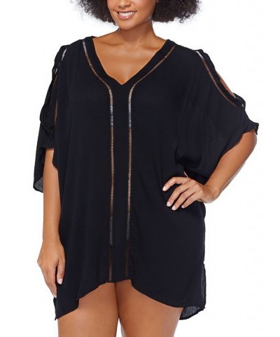 Trendy Plus Size Tranquilo Caftan Swim Cover-Up Black $40.42 Swimsuits