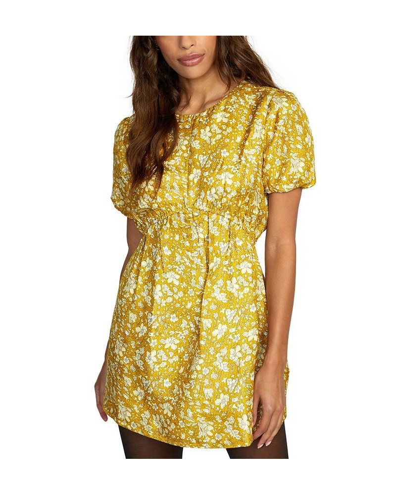 Juniors' Accomplice Short-Sleeve Mini Dress Tawny Gold $28.42 Dresses