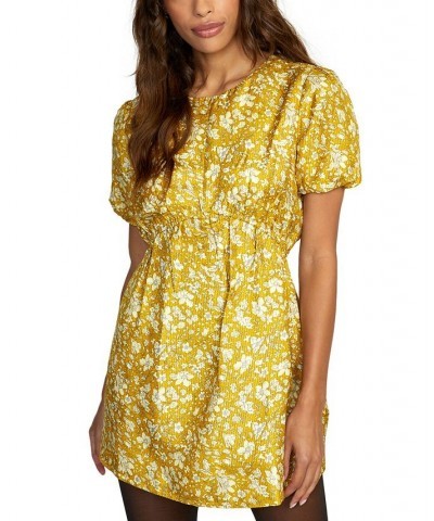 Juniors' Accomplice Short-Sleeve Mini Dress Tawny Gold $28.42 Dresses