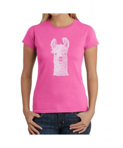 Women's Word Art T-Shirt - Llama Pink $15.12 Tops