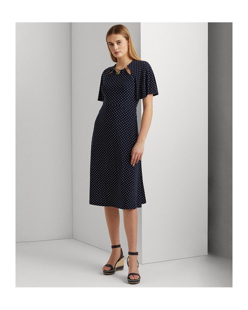 Women's Polka-Dot Jersey Dress Navy/cream $56.00 Dresses