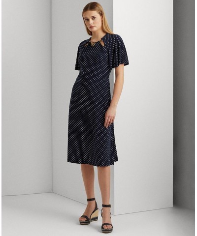 Women's Polka-Dot Jersey Dress Navy/cream $56.00 Dresses